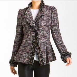 McCann for Nordstrom Black Ribbon Tweed Blazer with Notched Lapels